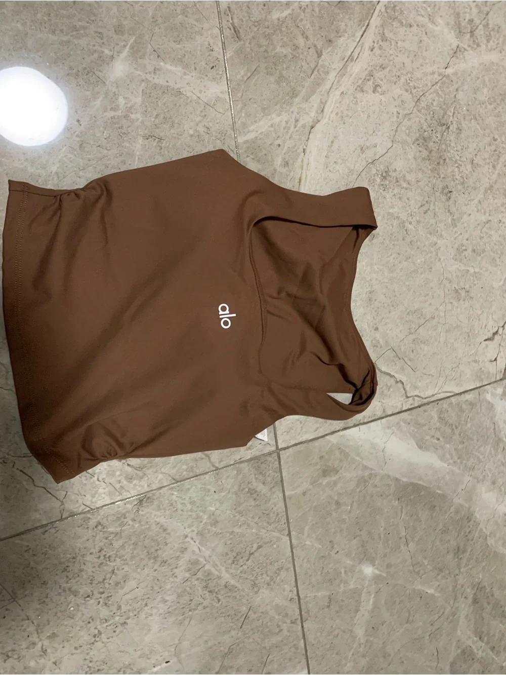 ALO Yoga Brown Pleated Skirt & Cropped Tank Set